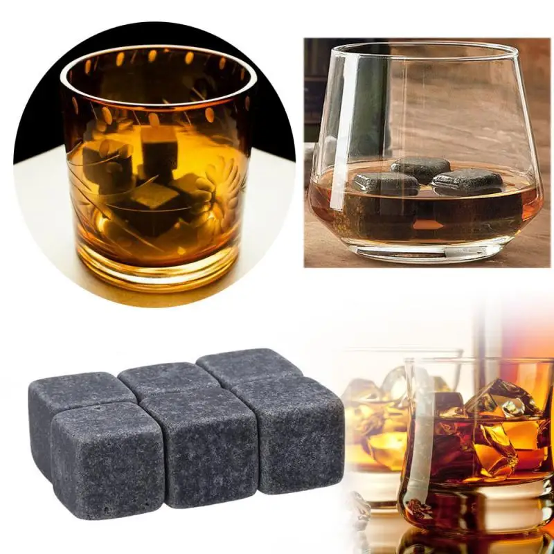 

2/4/5PCS Whiskey Rocks Reusable 6 Pcs Cooler Cubes Gift Favor With Bag Bar Utensils Ice Stones Wine Drinks Natural