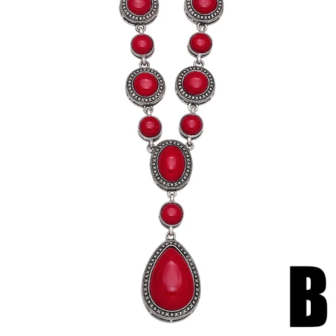 FLOLA винтажное ожерелье из синего красного камня