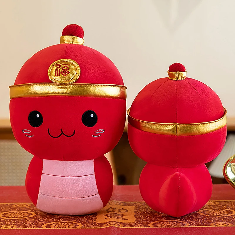 2025 талисман на год змеи китайская шикарная официальная шапка Fuzi плюшевая кукла