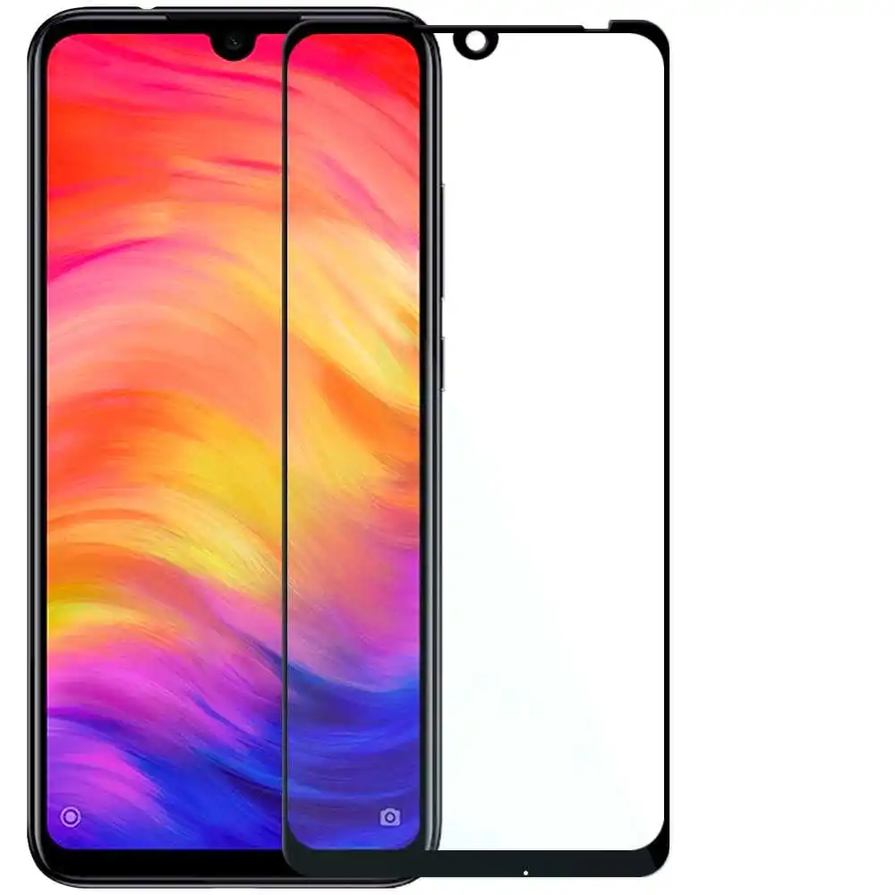 

Закаленное стекло с черной рамкой, совместимое с Xiaomi Redmi Note 7, плоская защита экрана 9D 9H, Противоударная передняя крышка