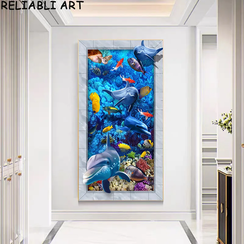 Картина на холсте с глубоководными животными