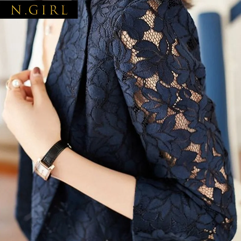 

Blazers Women Summer New Elegant All-match Single Button Leisure Comfortable Ulzzang Trendy Lace M-6XL Clothing Solid Hot Sale