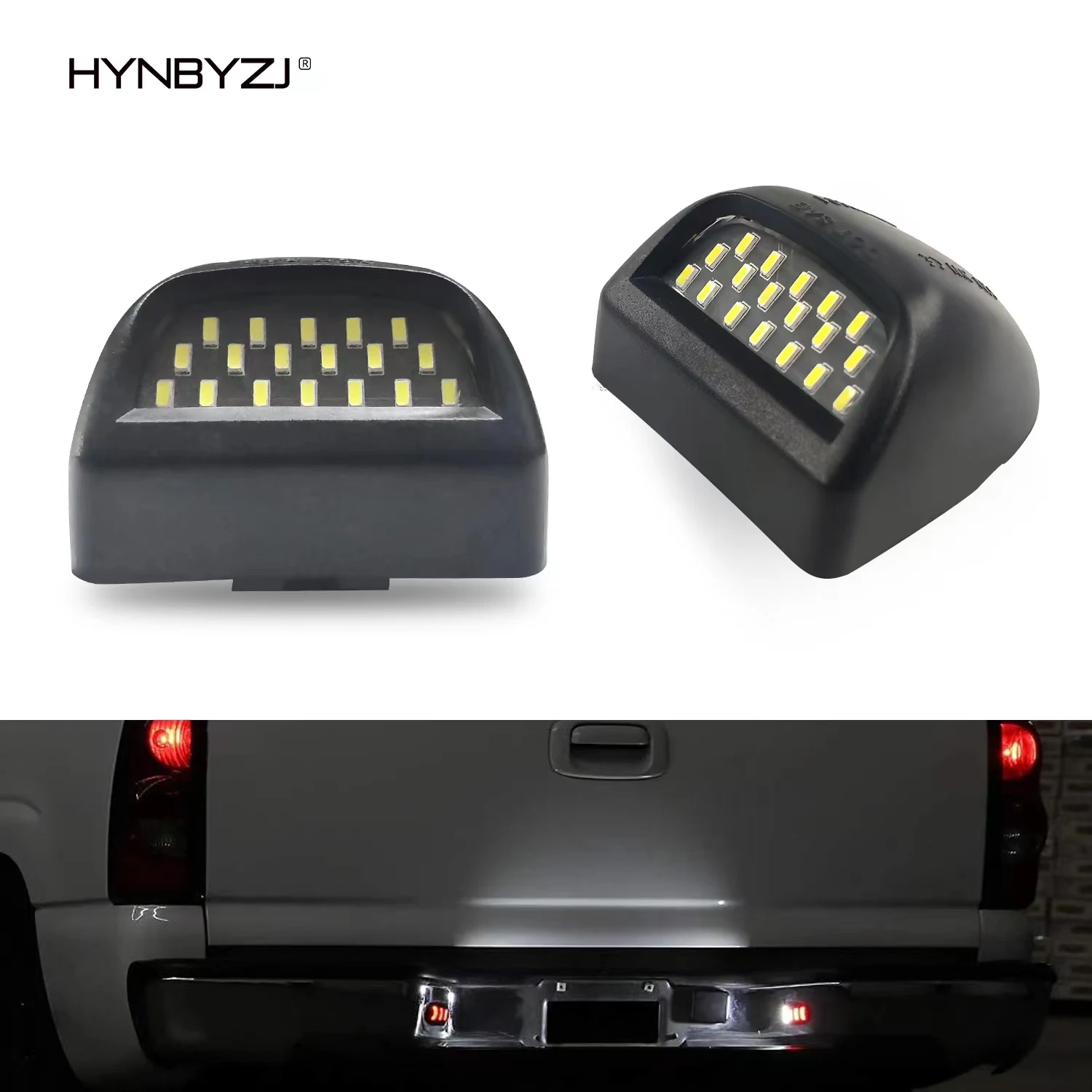 

HYNBYZJ Full LED License Plate Light Tag Lamp Assembly White 6000K for Chevy Silverado 1500 2500 3500 Suburban Tahoe GMC Sierra