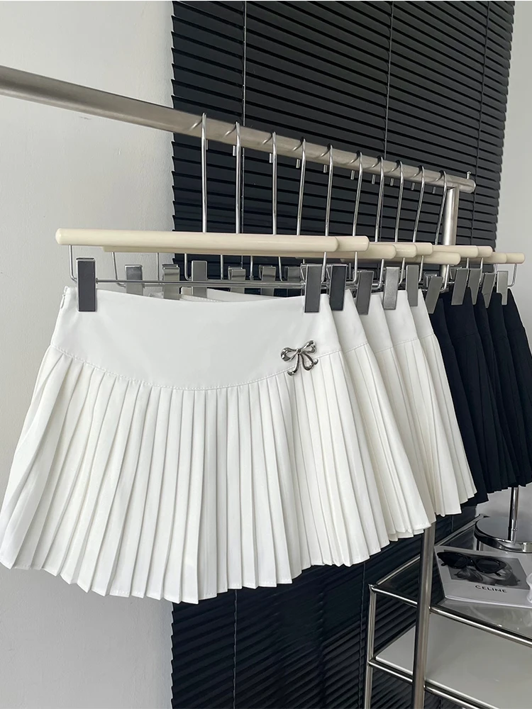 

Женская винтажная плиссированная мини-юбка, однотонная трапециевидная мини-юбка составного кроя с высокой талией в стиле Харадзюку, весна 2023