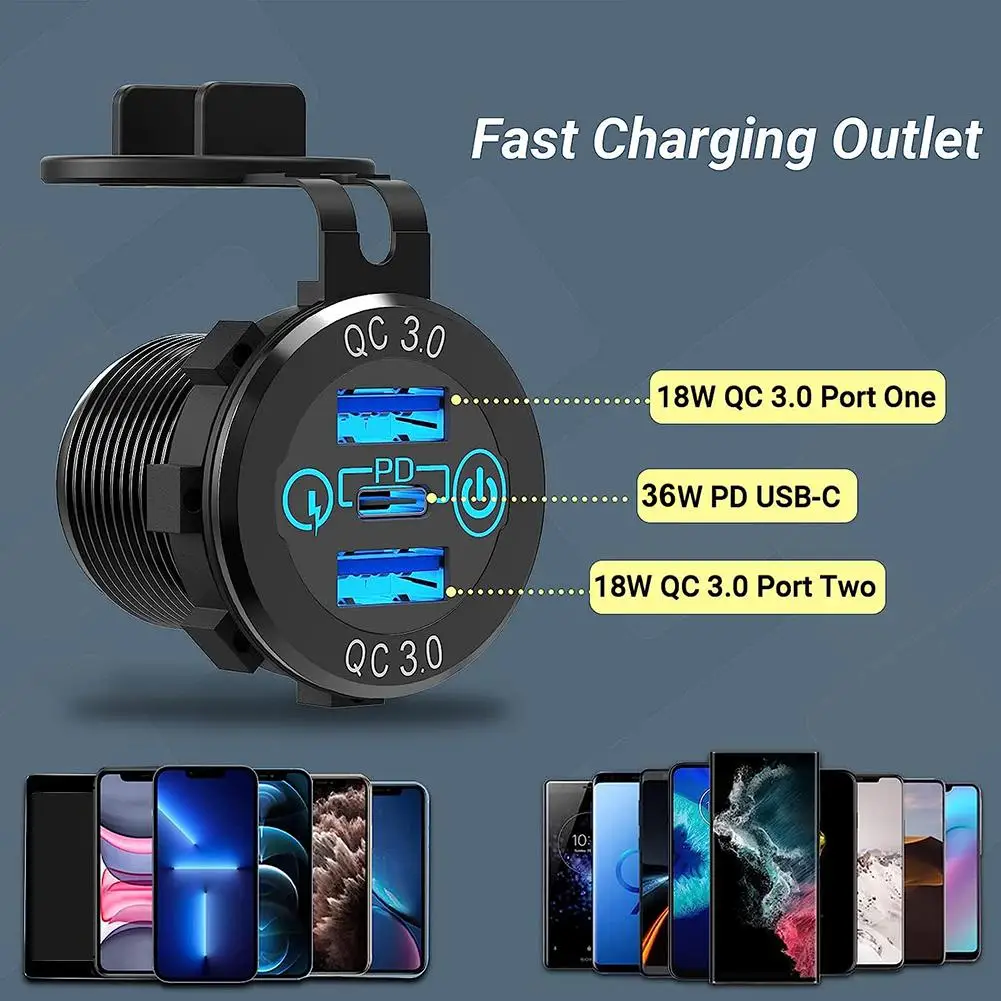 36 Вт USB-C PD QC-3.0 USB-зарядное устройство с цифровым вольтметром розетка адаптер