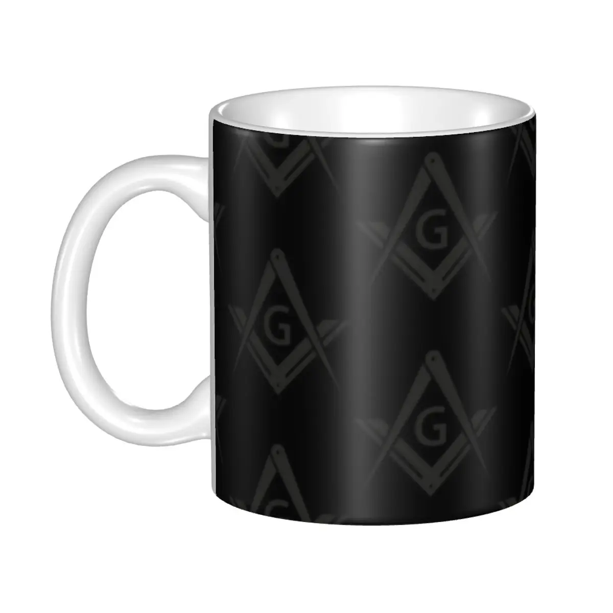 

DIY Freemason Pattern Stealth Square And Compass Masonic Ceramic Mugs Customized Coffee Cup Creative Gift