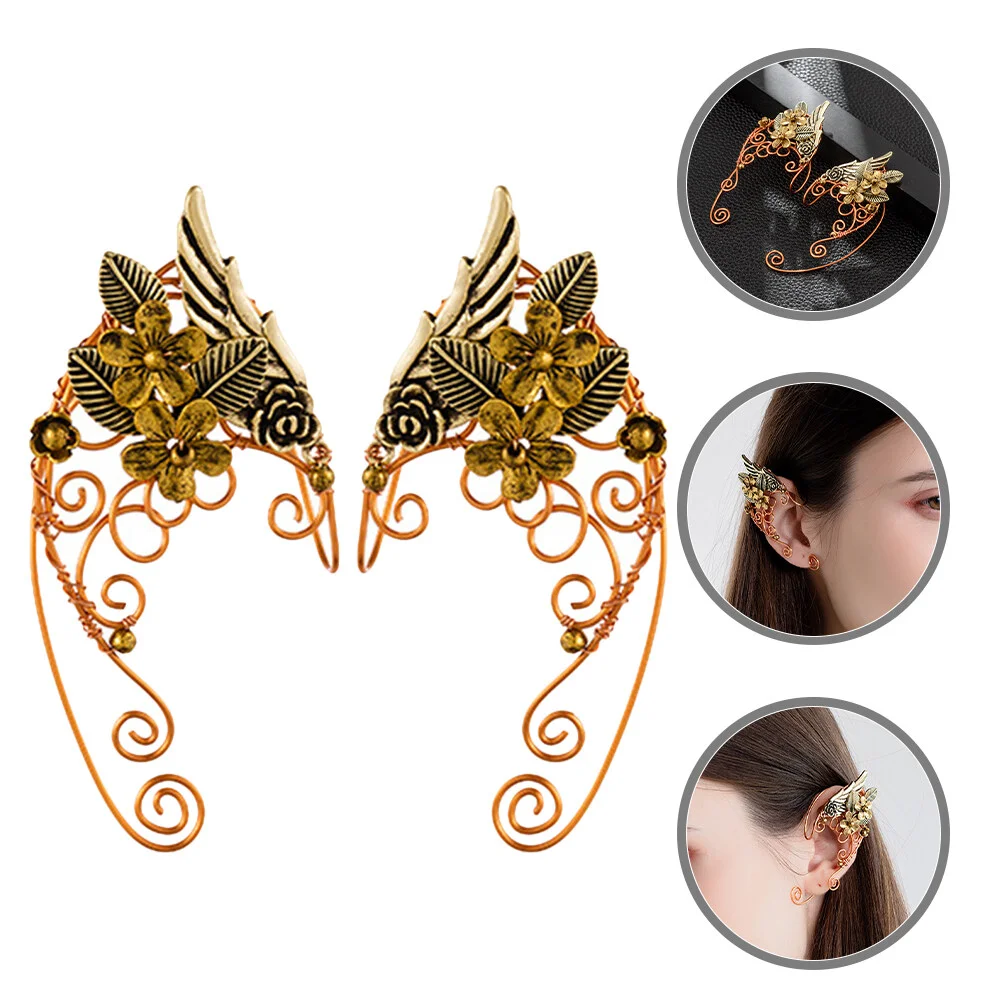 

Elf Earrings Cuff Women Ears Women’s Fairy Jewelry Flower Dangle Cuffs Non