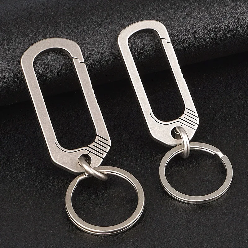 

High Quality TC4 Titanium Alloy Waist Hanging Car Keychain Key Ring Super Light Men Simple Key Chain Key Accessories Gift