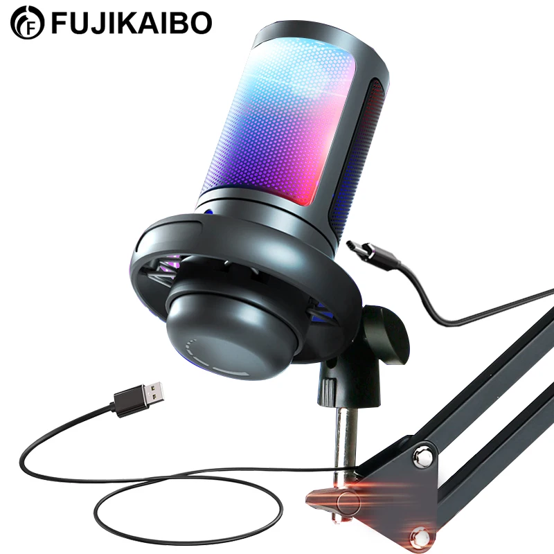 

Condenser USB Computer Microphone Kit With Adjustable Arm desktop Stand Shock Mount for PC Studio YouTube TIktok streaming Game