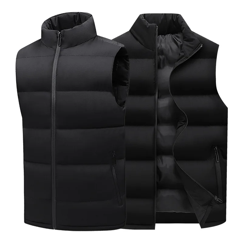 Men's winter stand collar solid sleeveless cotton vest coat sports waistcoat casual youth winter warm coat
