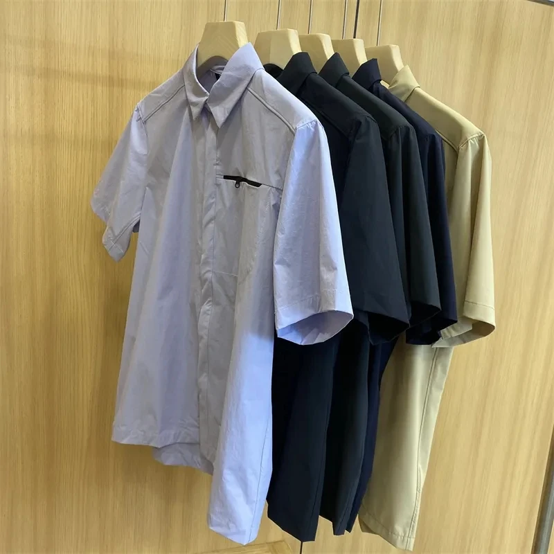 Outdoor Lighweight Quick Dry Men Business Casual Short Sleeve Shirt Summer Fashion Classic Male Shirts Top Quality