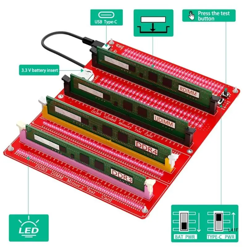 Карта тестирования памяти для ноутбука DDR3/4/5 RDIMM/UDIMM Инструмент проверки со