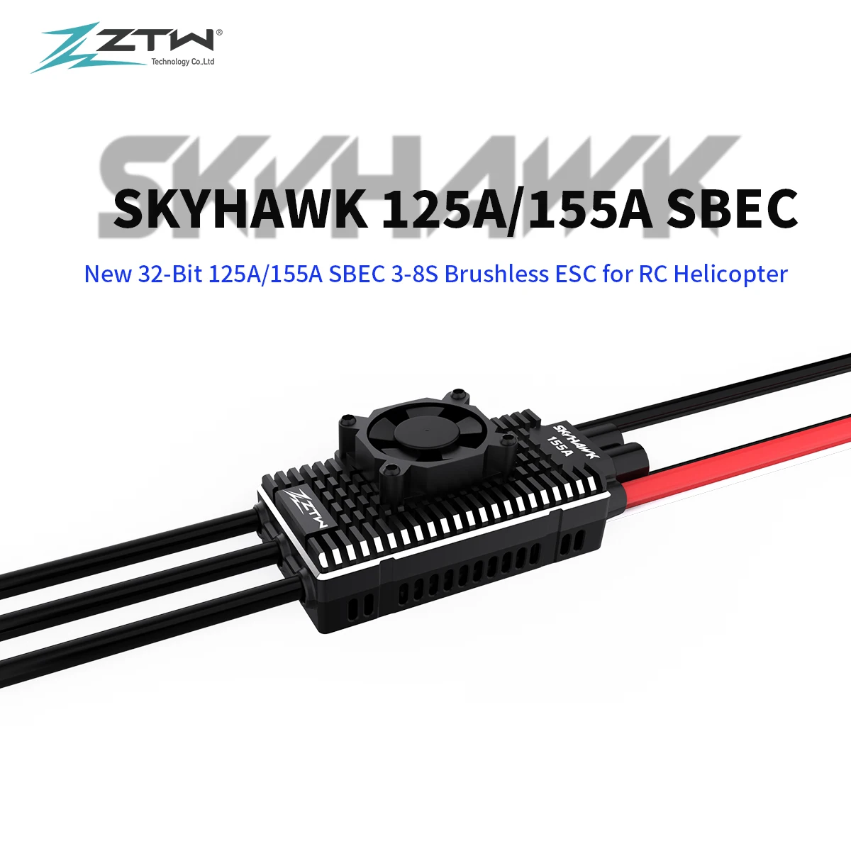 ZTW 32-битный Skyhawk 125A/155A ESC Телеметрия 3-8S SBEC 6V/7,4 V/8,4 V 10A контроль скорости для радиоуправляемого самолета F3A F3C 500-600 вертолет