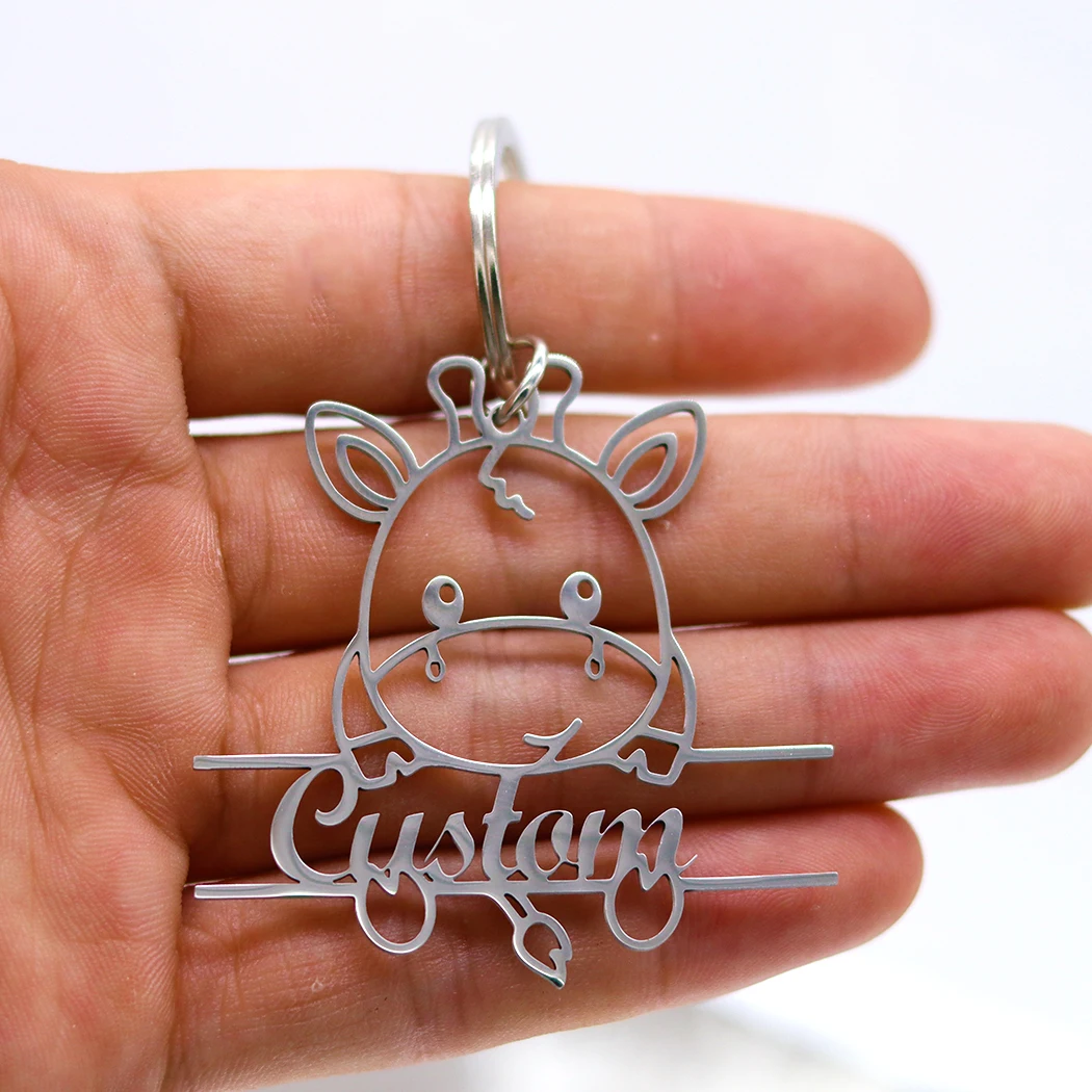 Индивидуальный брелок с коровкой из нержавеющей стали