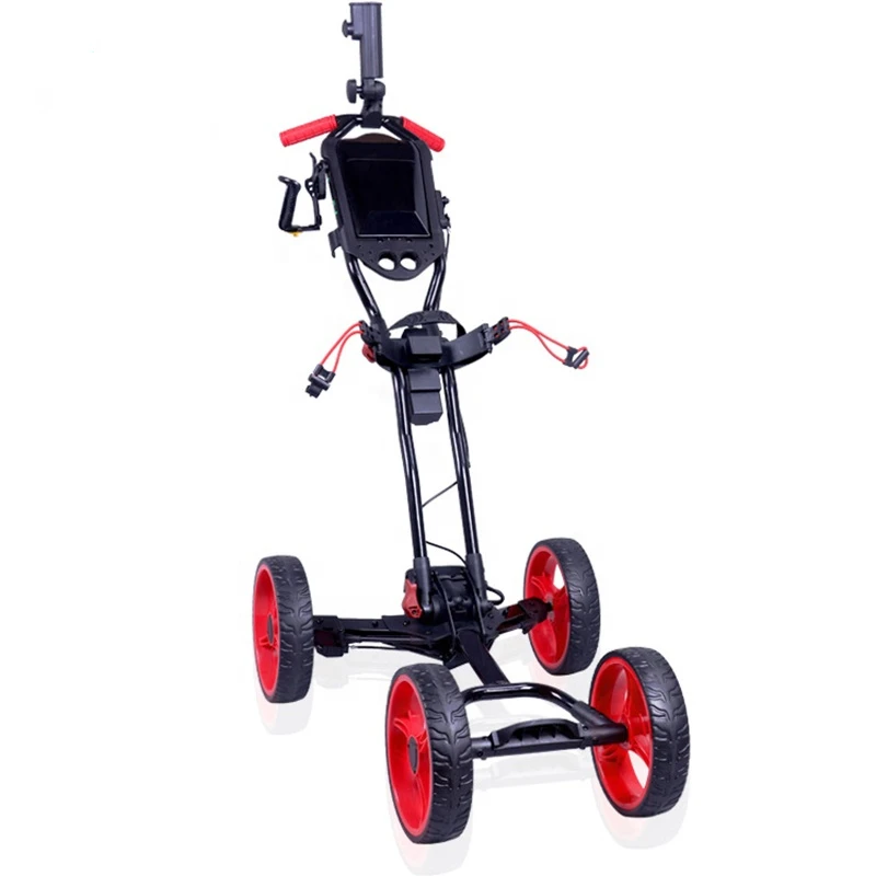 One Key Electric Folding Golf Cart Hand Push 4 Wheel Golf Tr