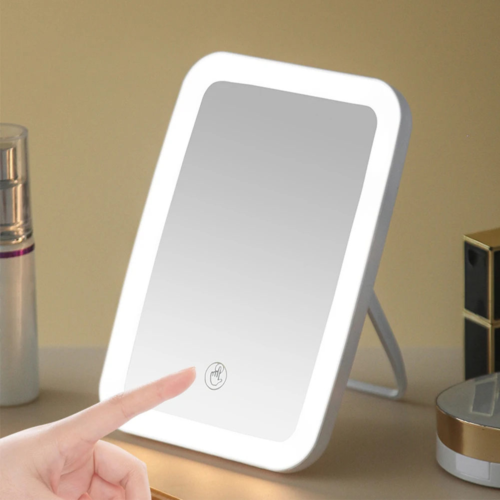 

Складное косметическое зеркало с регулируемой яркостью, USB-зарядка, подарок для путешествий, портативное косметическое зеркало для ванной ...