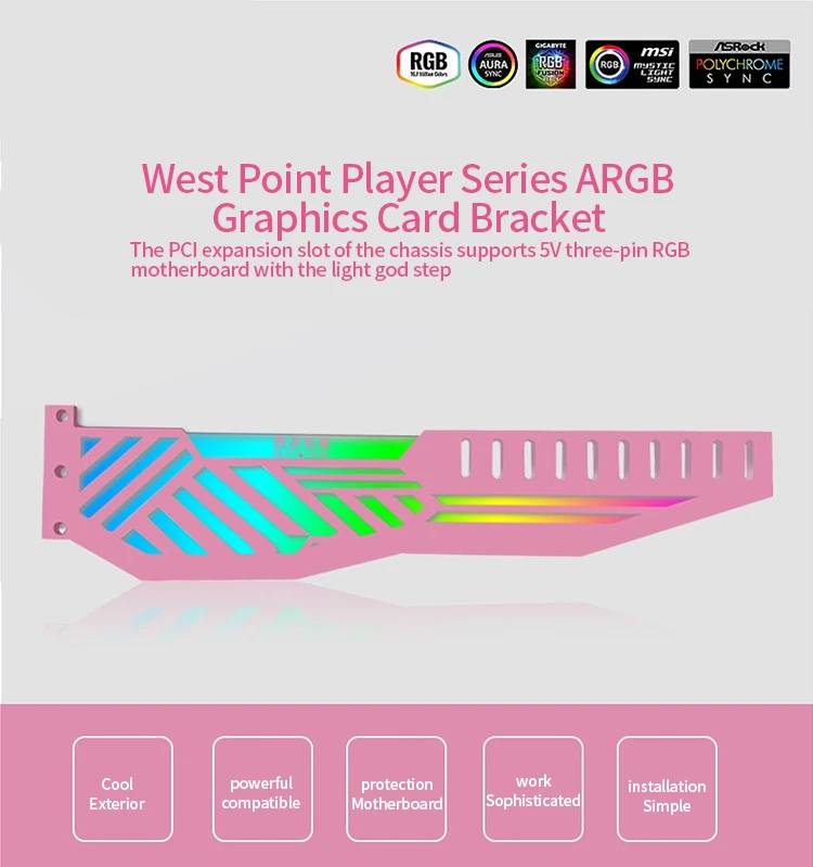 TEUCER GPU Holders Vertical Graphic Cards Cooler Master Addressable RGB Bracket for Households Computers Decors |