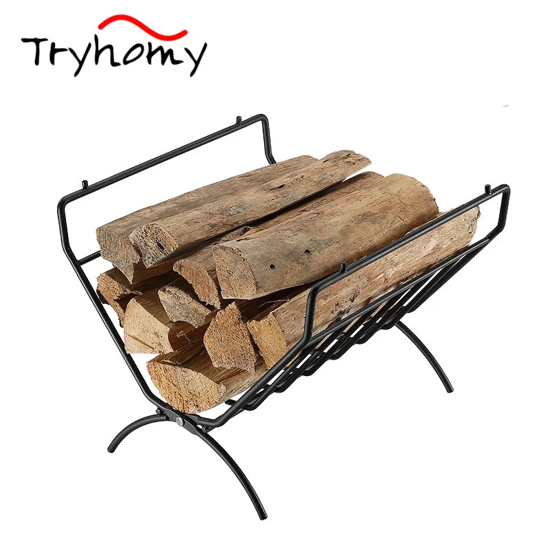 Outdoor Folding Firewood Rack With Table Top Indoor Fireplace Log Holder Wood Carrier Basket Hiking Camping Wood Storage Rack