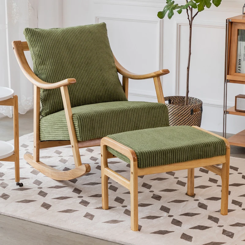 

Nordic Solid Wood Rocking Chair Balcony Living Room Nap Recliner Japanese Lounge Sofa Chair Removable Washable Home