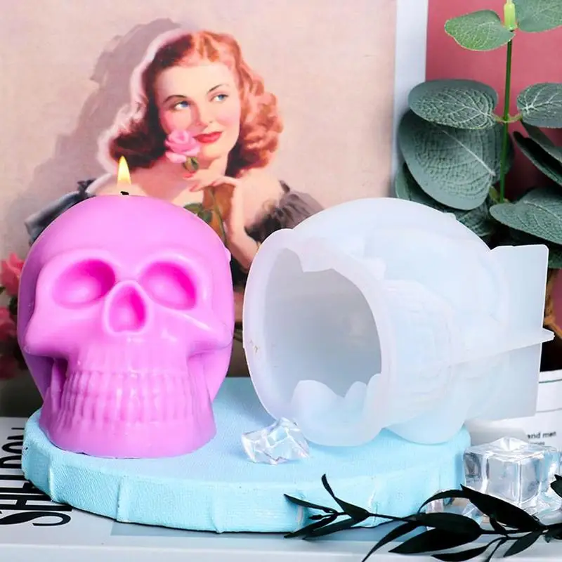 

Skull Candle Silicone Mold DIY Halloween Easter Aroma Candle Making Handmade Soap Plaster Mold 3D Craft Casting Mould Home Decor