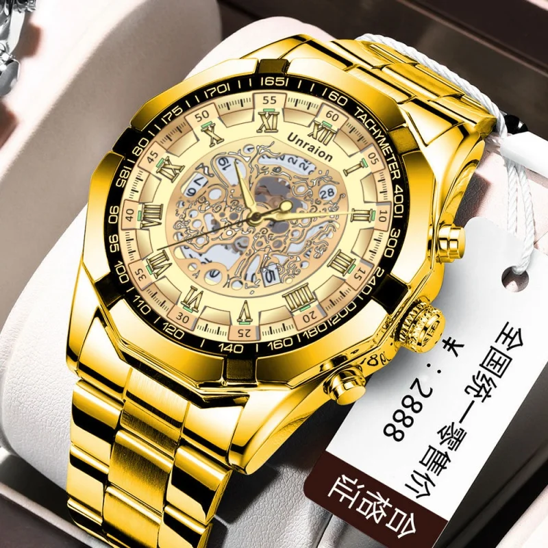 

New automatic non mechanical watch, men's watch, luminous imported calendar, waterproof quartz watch, large dial