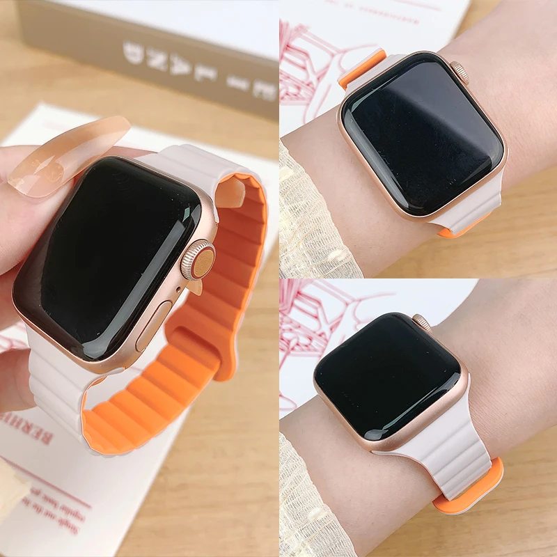 Фото Тонкий силиконовый магнитный ремешок для Apple Watch 44 мм, 40 мм, 41 мм, 42 мм, 46 мм, 45 мм, 49 мм, ремешок для iWatch Series 11, 10, SE3, 9, 8, 7, 6, 5, 4 №3