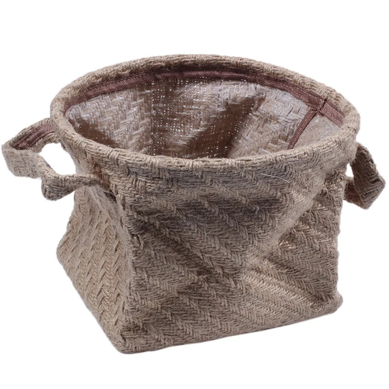 

Плетеная корзина для хранения корзина для цветов из пеньковой веревки, корзина для грязного белья с ручками, органайзер для мелочей для офи...