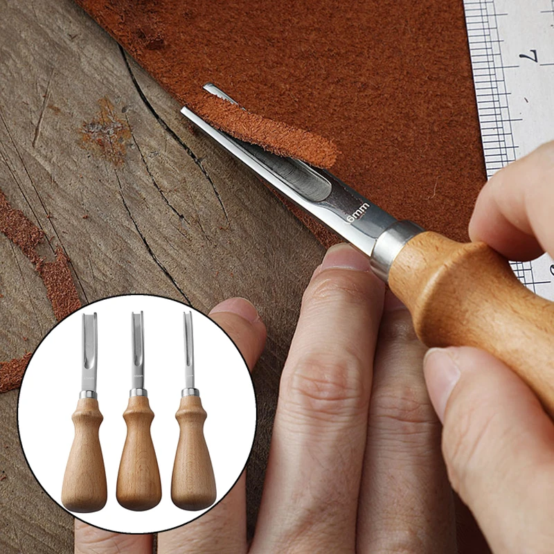

3 Sizes Craft Knife Edge Trimming Leather Carving Skiving Beveling Knife DIY Cutting Tools Edge Beveler Wood Handle Manual Tools