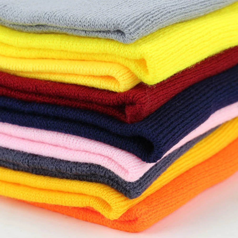 Вязаная Шапка-бини для мужчин и женщин зимняя теплая однотонная шапка взрослых