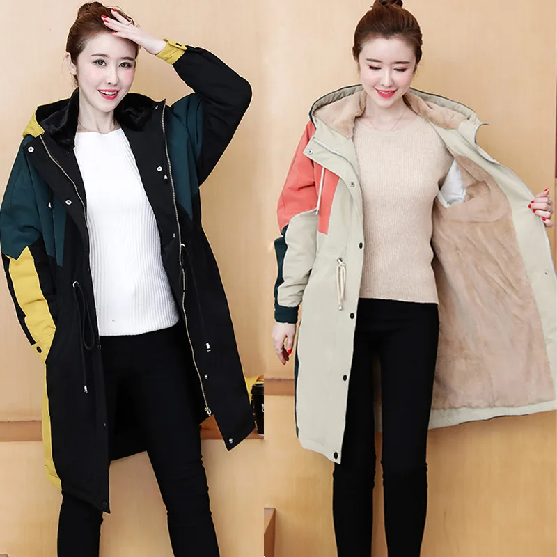 2022 New Large Size Fashion Women's Coat Autumn and Winter Loose Hooded Thick Cotton Jacket Windbreaker Medium Long Coat