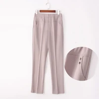 women high waist cropped pants summer casual thin comfortable ankle length pants 2022 middle aged female straight trousers