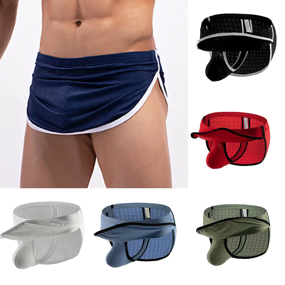 

Men Mesh Arrow Pants Sexy Boxer Shorts Comfy Underpants Removeable Bugle Pouch Trunks Breathable Boxers Briefs Gay Lingerie