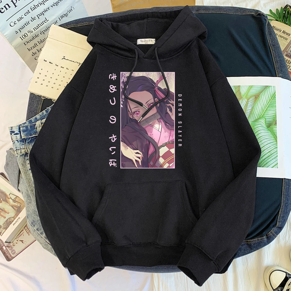 

Hoody Men Anime Demon Slayer Kamado Nezuko Print Sweatshirt Male Female Oversize Kawaii O-Neck Hoodied Tops Fleece Loose Hoodies