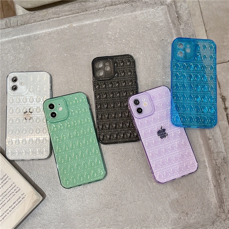 

Fashion Water Drop Phone Case For iPhone 13 12 11 Pro XS Max SE 2020 X XR 8 7 Plus Soft Clear Buffer Shockproof Cover Coque Gift