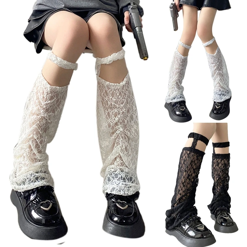 

28TF Women Lace Hollow Out Sling Feet Leg Warmers Japanese JK Style Lolita Student