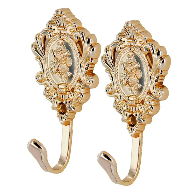 

HOT 2pcs/1set Rose Pattern Vintage Alloy Drapery Curtain Holdbacks Tieback Hooks 2Pcs