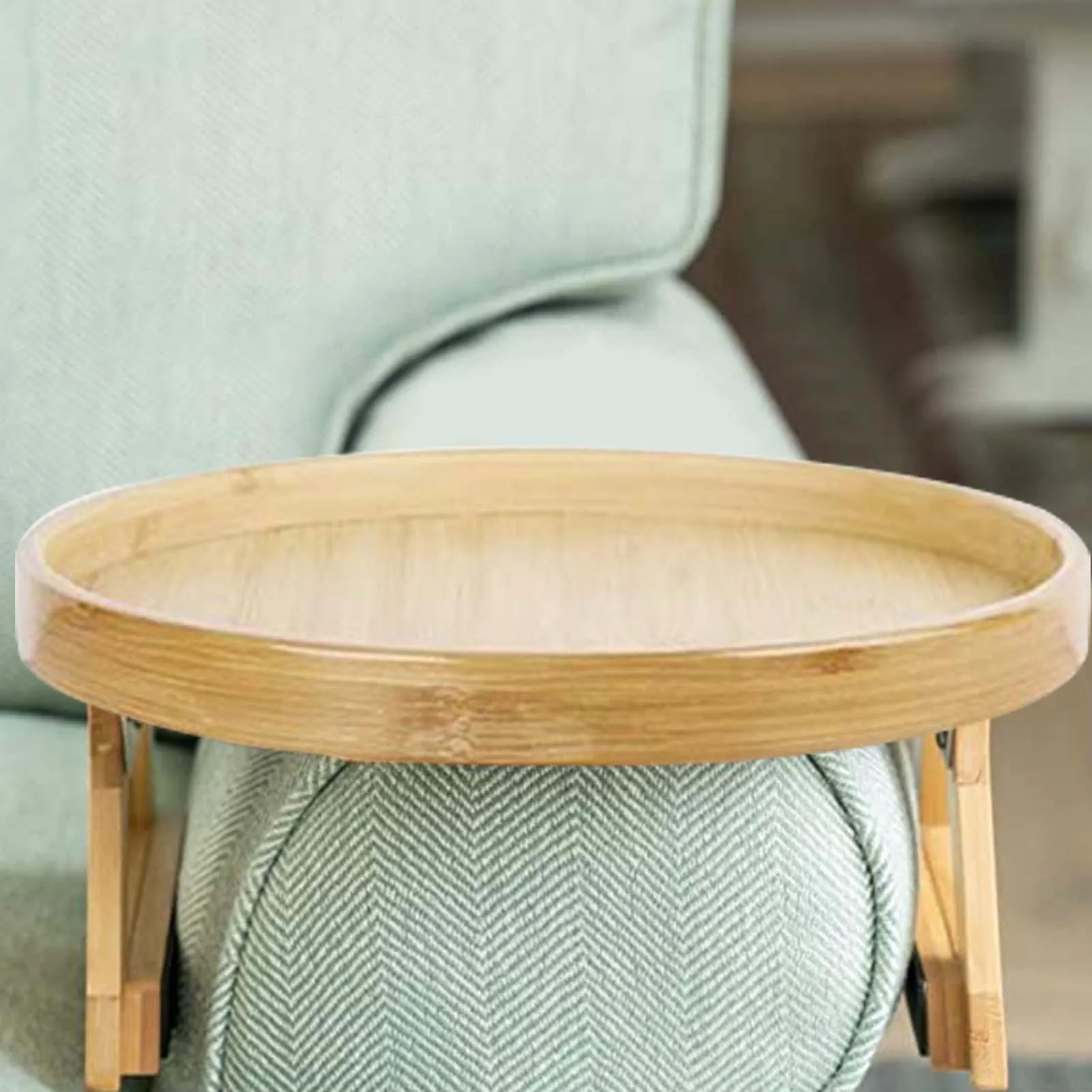 

Sofa Tray Table Sofa Armrest Clip-On Tray Natural Bamboo Sofa Tray Practical TV Snack Tray For Remote Control/Coffee/Snacks