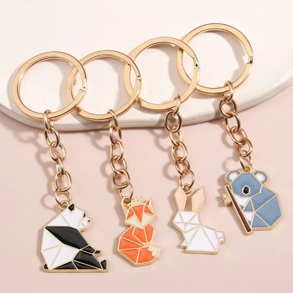 

Cute Animal Keychain Panda Rabbit Koala Key Ring Origami Enamel Key Chains Friendship Gifts For Women Men Backpack Jewelry