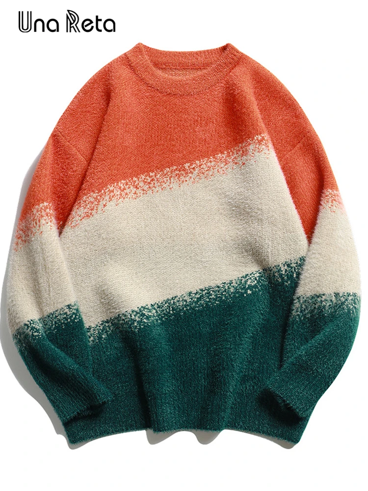 

Una Reta Sweater Men Streetwear Winter New Hip hop Pullover Knitted Long sleeve Warm Harajuku Mohair Couple Sweater Women