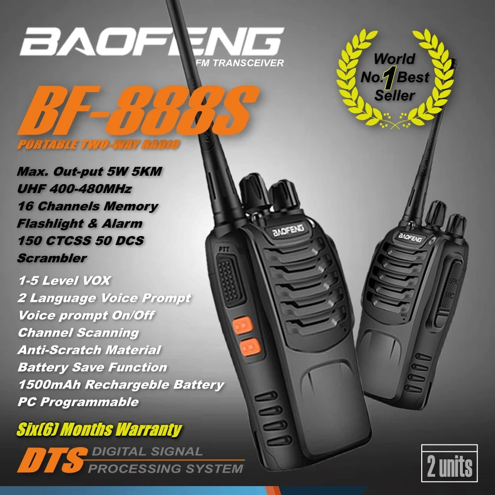 

BF-888S BaoFeng BF888s Portable 5W Walkie Talkie 1Pair (2 Units) Walkie Talkie 16 Channel Portable two way radio with earpiece