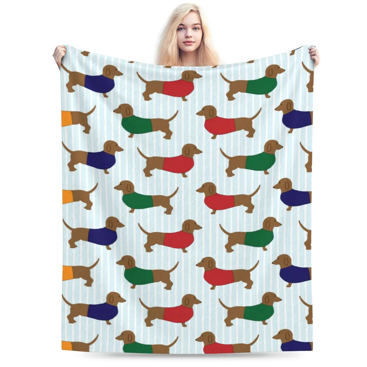 

Dachshund Pattern Soft Flannel Throw Blanket for Couch Bed Sofa Cover Blanket Warm Blankets Travel Blanket