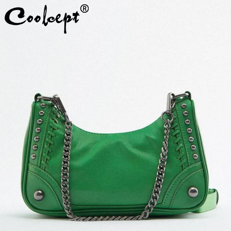 

Coolcept 2022 новинка Женская сумка через плечо Za Весенняя женская сумка из искусственной кожи с заклепками Модные Цепочки карамельные Цвета Пов...