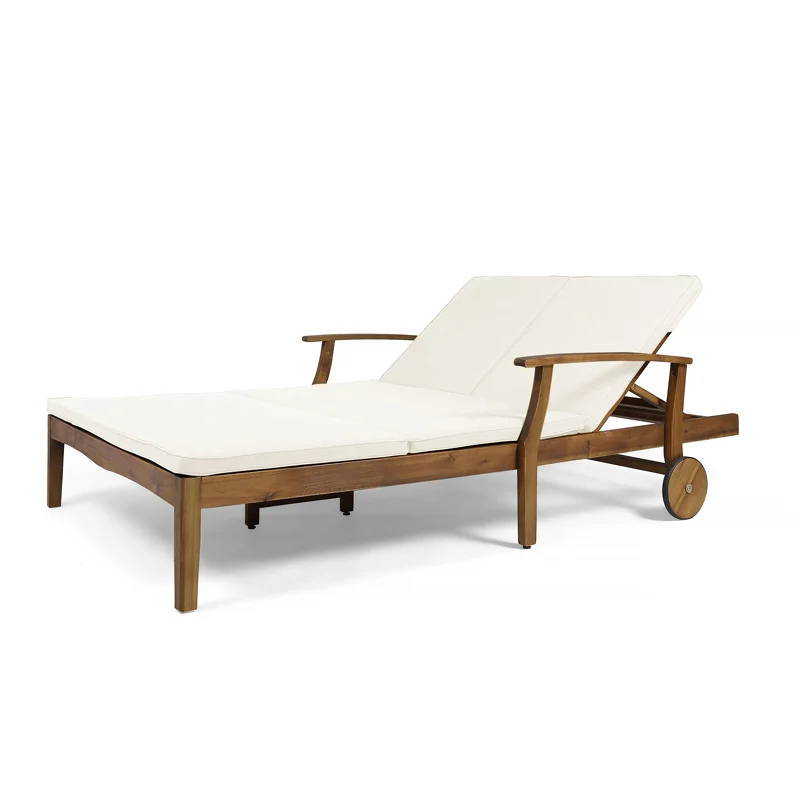 

Within US Outdoor Acacia Wood Frame Double Chaise Lounge