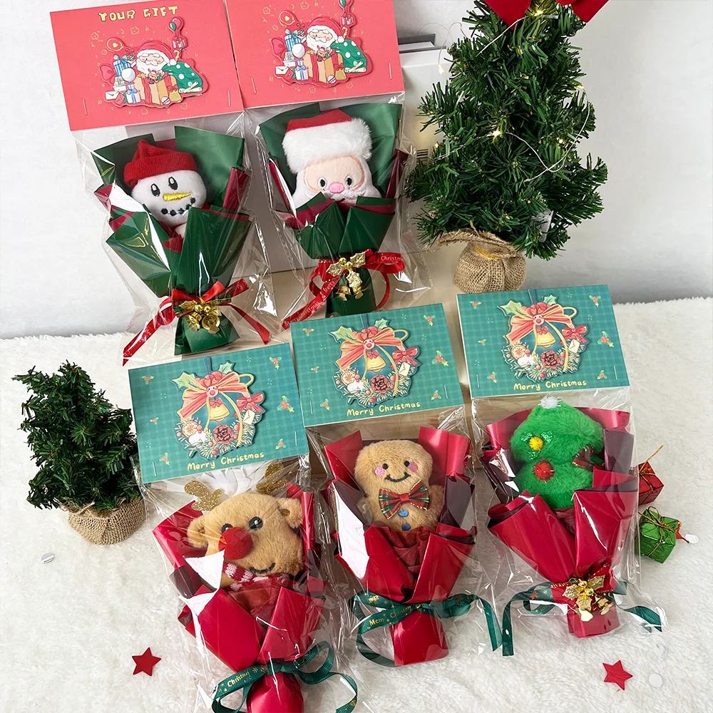 Рождественский букет плюшевая кукла игрушка снеговик олень рождественская елка