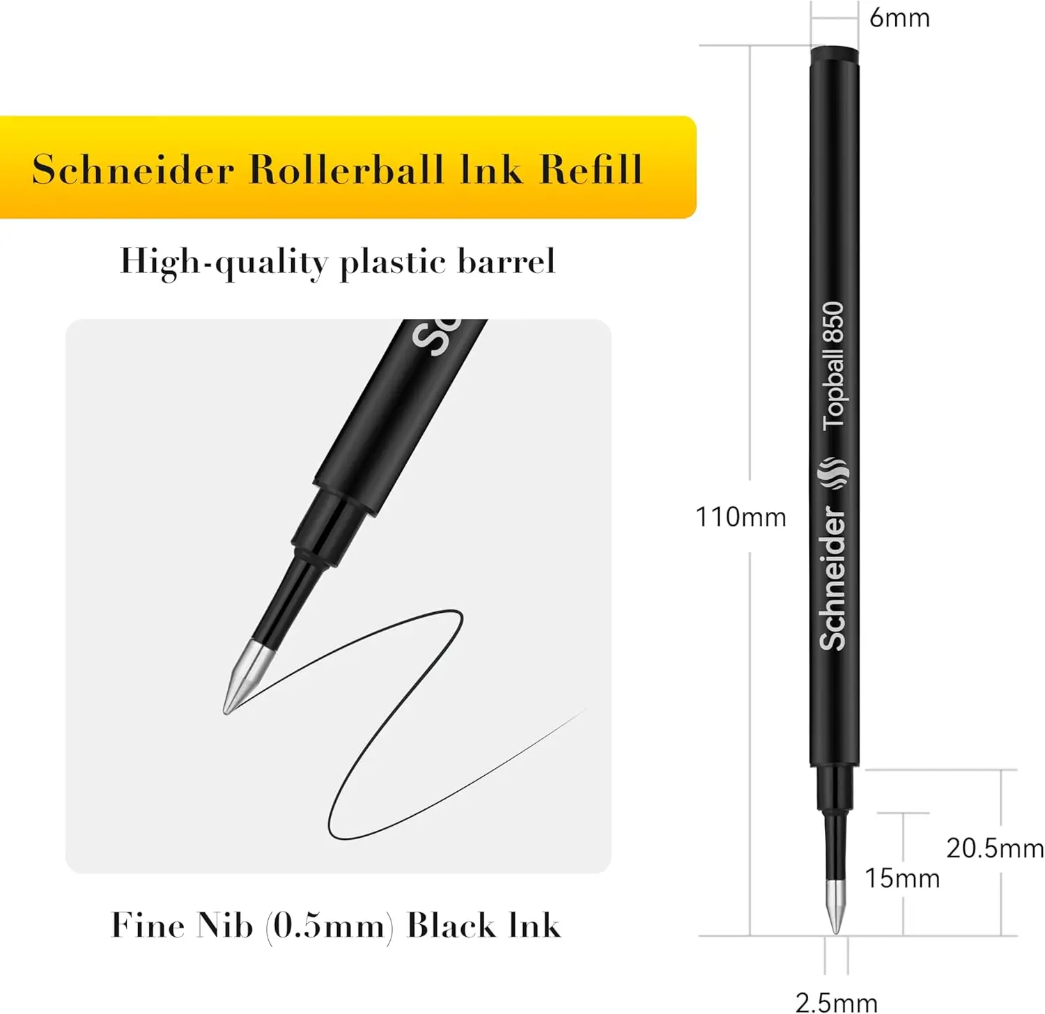 Фото Упаковка из 10 штук — стержень для шариков Schneider Topball F, стержни для плавного письма, стержни для шариков-роллеров, несущие стержни для ручек-роллеров №4