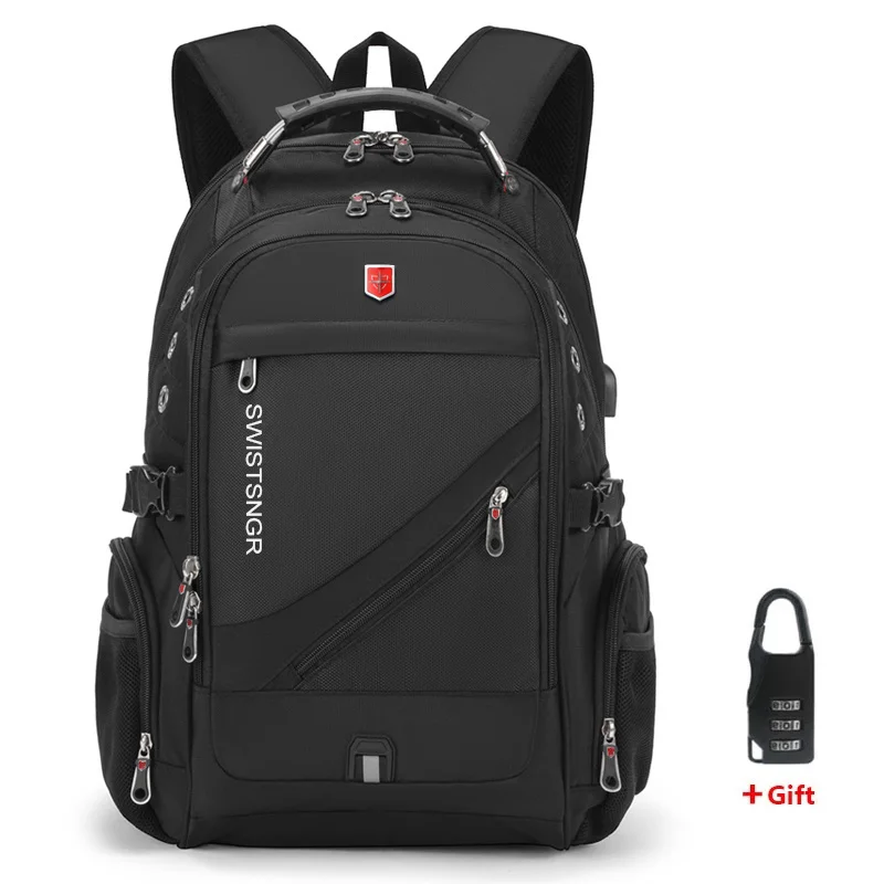 

Waterproof 15.6/17.3 Inch Laptop Backpack Men USB Charging Swiss Travel Women Rucksack Male Vintage School Bag Mochila