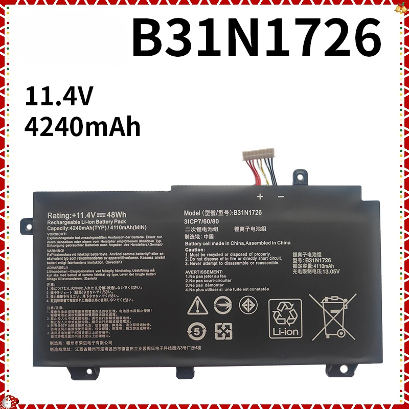 B31N1726 Аккумулятор для ноутбука Asus FX504GD FX504GM FX80GD FX80GM FX86FM FX86FE FX504GE FX505 TUF565GD TUF554G 11 4 V 48WH