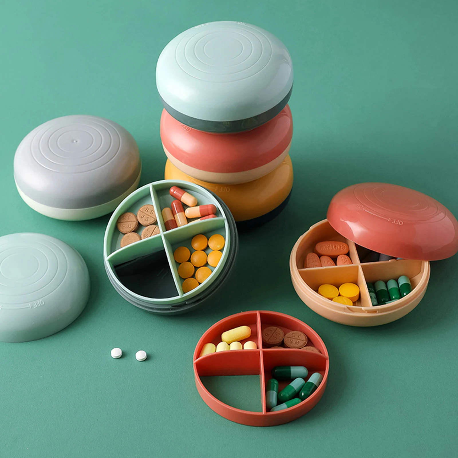 

7 Grids Mini Medicine Box Portable Rotating Pill Organizer for 7 Days Sub-packaging Box Pills Storage Tools Candy Pill Home Case