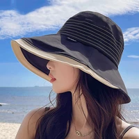 summer travel womens sun hat female stitching two color line wide eaves fisherman hat outdoor casual sun hat for female