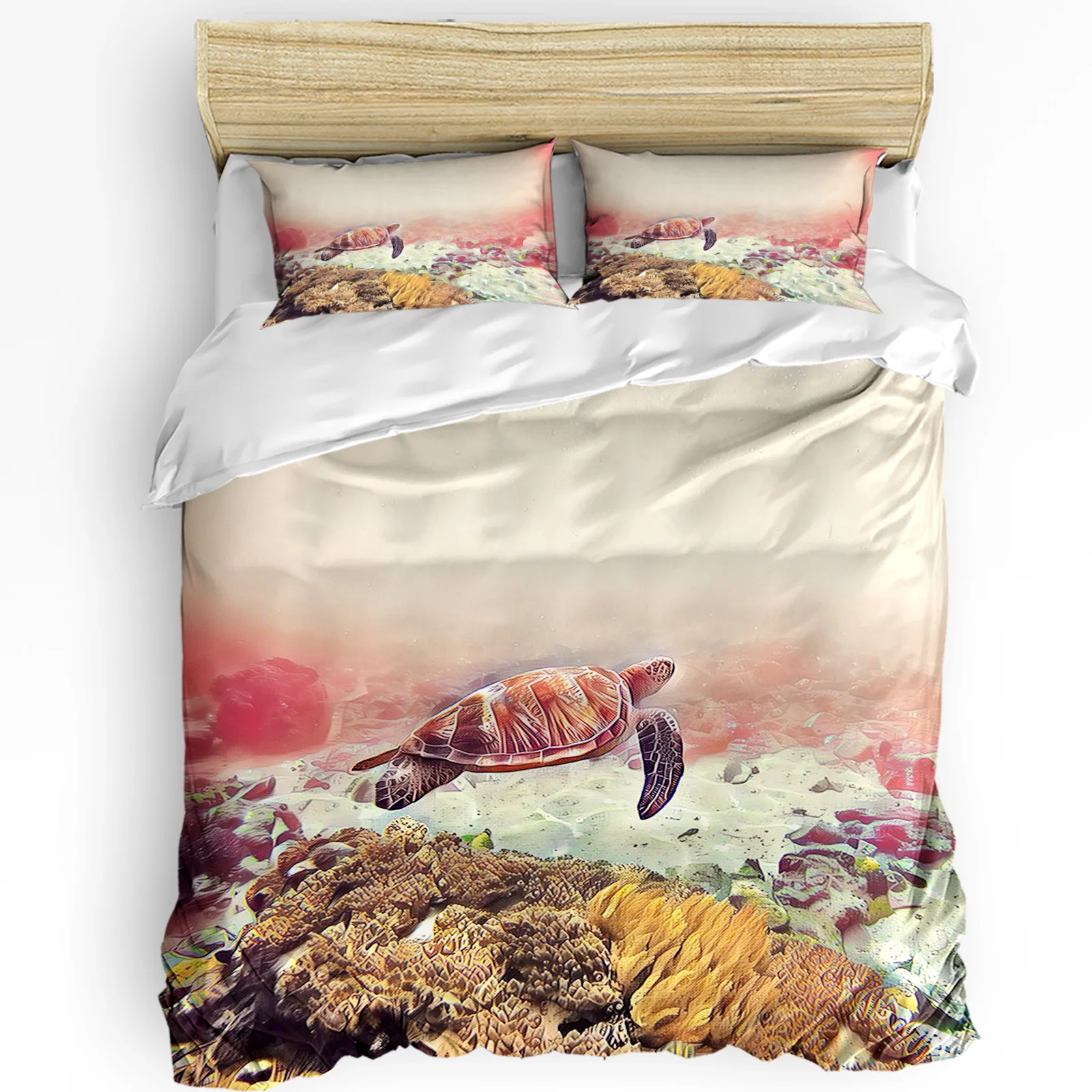 

3pcs Bedding Set Sea Turtle Coral Reef Home Textile Duvet Cover Pillow Case Boy Kid Teen Girl Bedding Covers Set